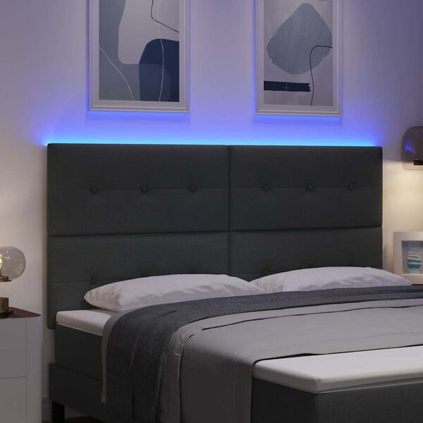 vidaXL Testiera LED con testiera Grigio scuro 180 cm Poliestere