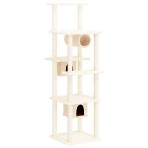 vidaXL Albero per Gatti con Tiragraffi in Sisal Crema 169 cm