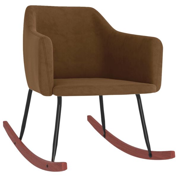 vidaXL Sedia a Dondolo Marrone in Velluto