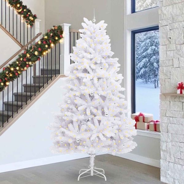 vidaXL Albero di Natale Artificiale con Rami Pieghevoli Bianco 300 cm