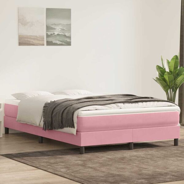 vidaXL Giroletto a Molle con Materasso Rosa 140x210 cm in Velluto