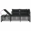 vidaXL Set Divani ad Angolo 3 pz con Cuscini in Polyrattan Nero