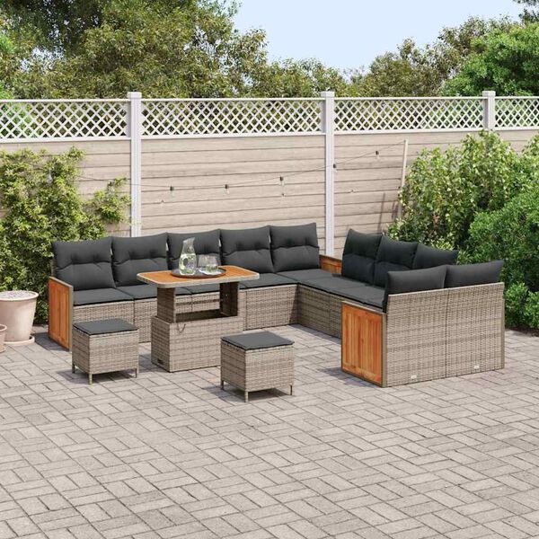 vidaXL Set Divano da Giardino con cuscino 17 pcs Grigio polyrattan
