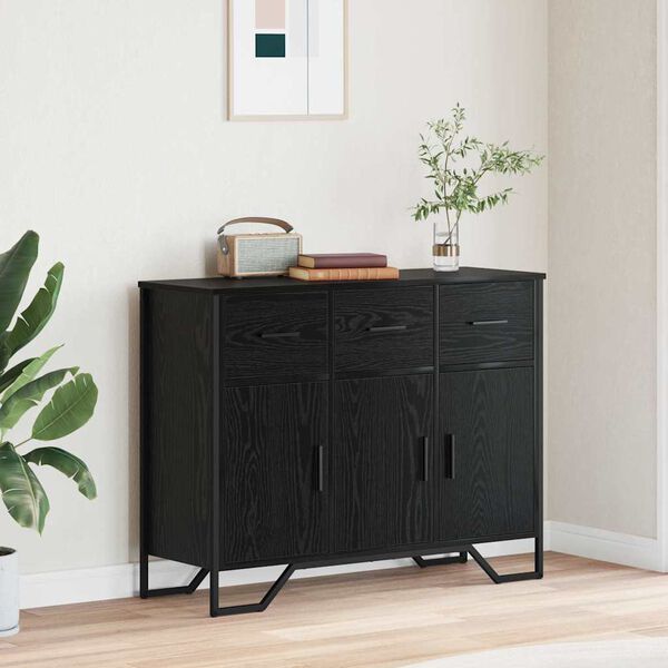 vidaXL Credenza con cassetto Rovere Nero 97 x 32,5 x 74,5 cm