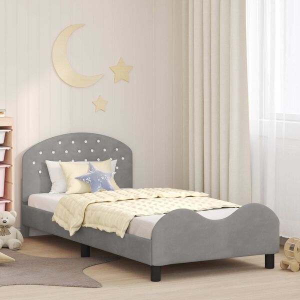 vidaXL Struttura letto bambini con testata Grigio chiaro 90 x 200 cm