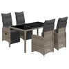 vidaXL Set Bistr&ograve; da Giardino 5 pz con Cuscini in Polyrattan Grigio