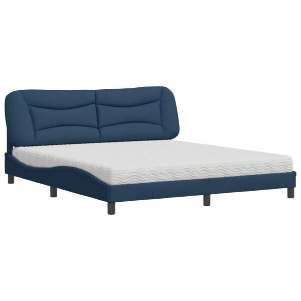 vidaXL Letto con Materasso Hvar Blu 180x200 cm in Tessuto
