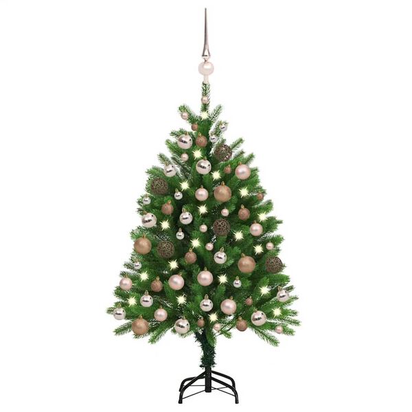 vidaXL Albero di Natale Preilluminato con Palline Verde 120 cm
