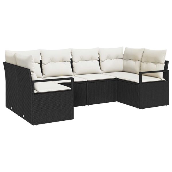 vidaXL Set di divani con cuscino 6 pcs Nero polyrattan