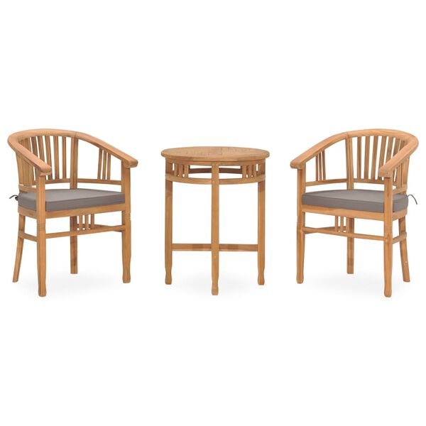 vidaXL Set da Pranzo da Giardino 3 pz con Cuscini in Massello di Teak