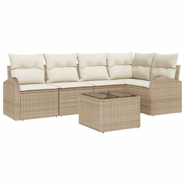 vidaXL Set Divano da Giardino 6 pcs Beige e Bianco polyrattan