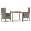 vidaXL Set da Pranzo da Giardino 3 pz con Cuscini in Polyrattan Grigio
