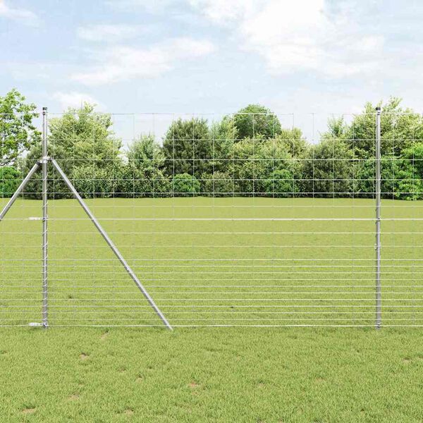 vidaXL Recinzione da campo Argento 25 x 1,6 m Acciaio zincato