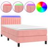 vidaXL Letto a Molle con Materasso e LED Rosa 90x190 cm in Velluto