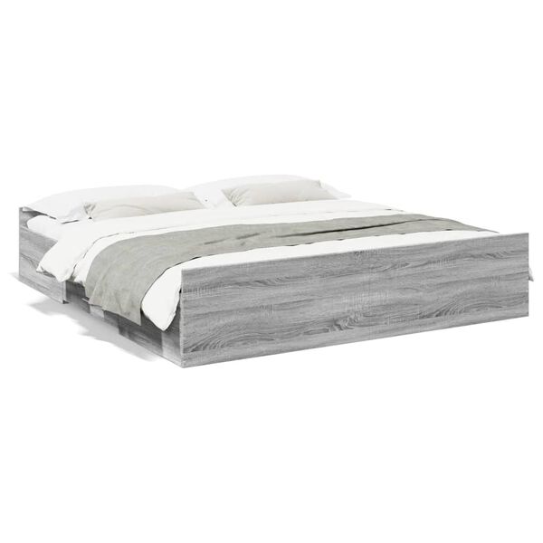 vidaXL Giroletto Cassetti Grigio Sonoma 200x200 cm Legno Multistrato