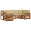 vidaXL Set divani 6 pcs Naturale e Beige Legno di Acacia Massello