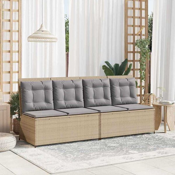 vidaXL Panchina da giardino con cuscino Beige Poly Rattan