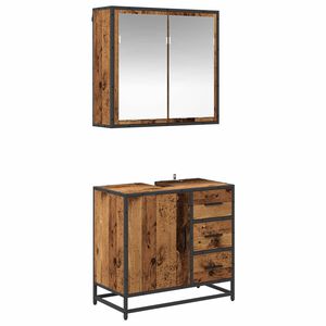 vidaXL Set di mobili per il bagno 2 pz Legno vecchio 65 x 33 x 60 cm