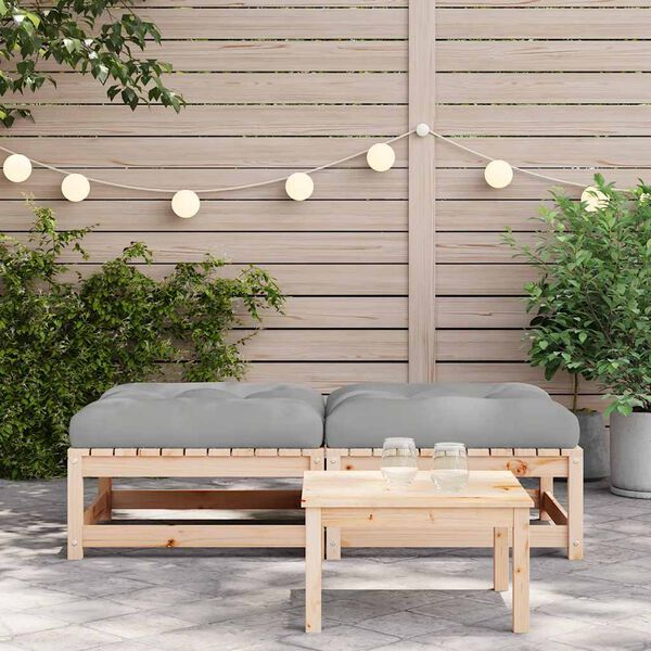 vidaXL Poggiapiedi da Giardino con Cuscini 2 pz Legno Massello di Pino