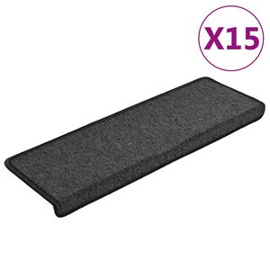 vidaXL Tappetini per scale 15 pz 65x21x4 cm Antracite Bordo rettangolare