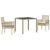 vidaXL Set da Pranzo per Giardino 3 pz Beige polyrattan