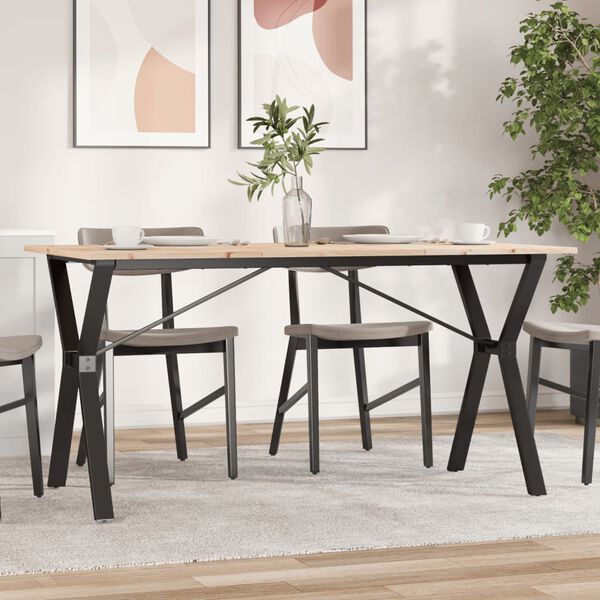 vidaXL Tavolo da Pranzo Telaio a Y 160x80x75 cm Legno Pino e Acciaio