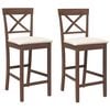 vidaXL Sgabelli da Bar con Cuscini 2pz Marrone Legno Massello di Hevea