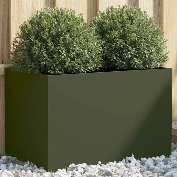 vidaXL Fioriera Verde Oliva 62x30x29 cm in Acciaio