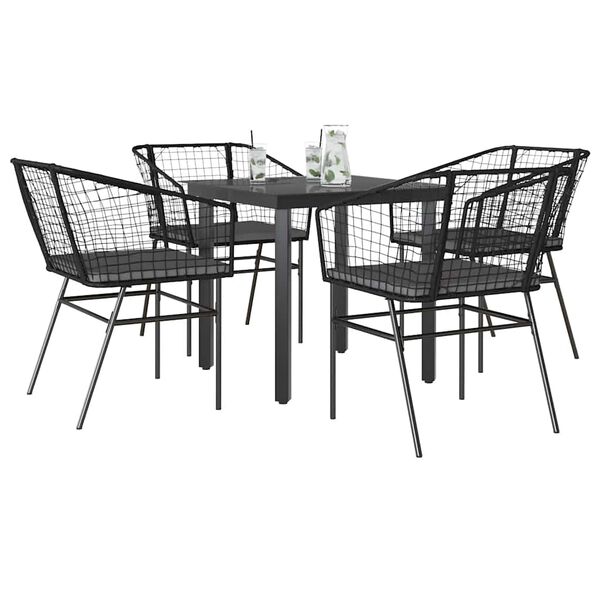vidaXL Set da Pranzo da Giardino con Cuscini 5 pz Polyrattan Vetro