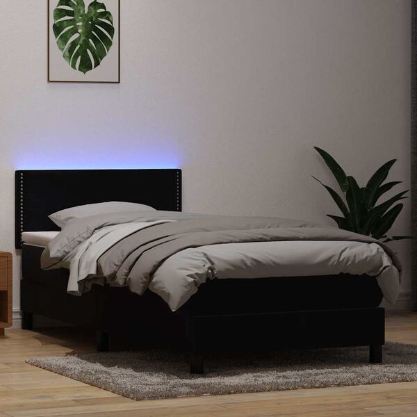 vidaXL Letto a Molle con Materasso e LED Nero 80x210 cm Velluto