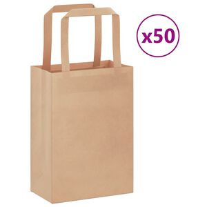 vidaXL Sacchetti di Carta 50 pz con Manici Marrone 15x8x21 cm
