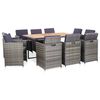 vidaXL Set da Pranzo da Giardino 11 pz con Cuscini Polyrattan Grigio
