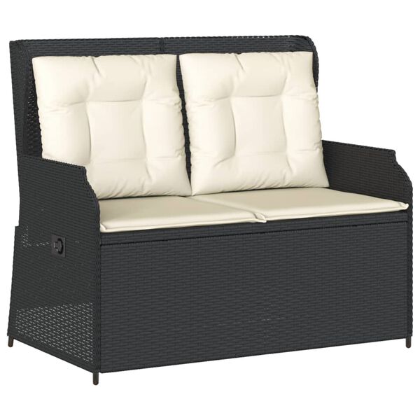 vidaXL Set Divani da Giardino 3 pz con Cuscini Nero in Polyrattan