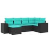 vidaXL Set Divani da Giardino 6 pz con Cuscini Nero in Polyrattan