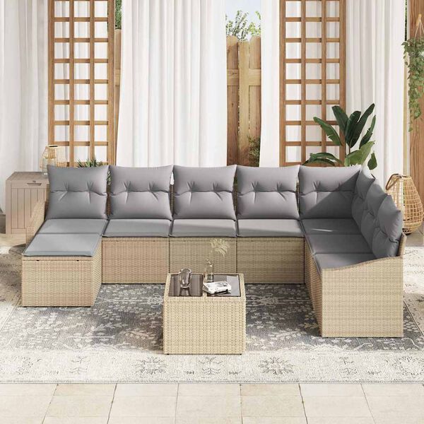 vidaXL Set Divano da Giardino 8 pcs Beige e Grigio Chiaro polyrattan