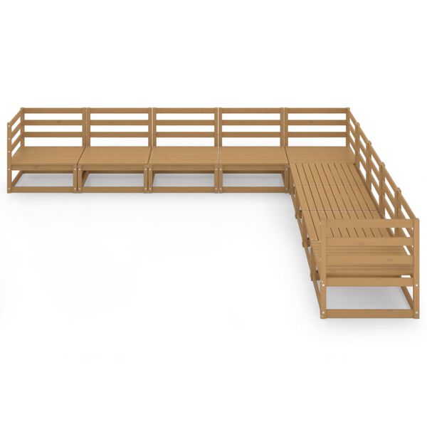 vidaXL Set Salotto da Giardino 9pz Marrone Ambra Legno Massello Pino