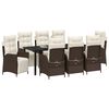 vidaXL Set da Pranzo per Giardino con cuscino 9 pcs Marrone polyrattan