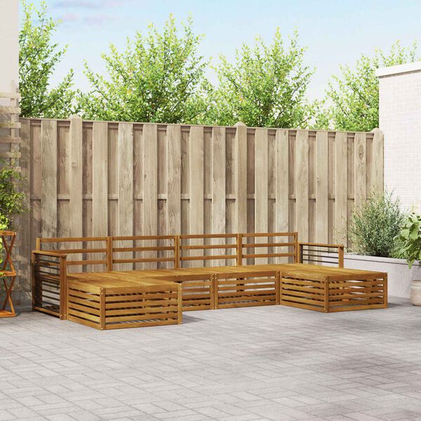 vidaXL Set divani 6 pcs Naturale Legno di Acacia Massello