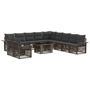 vidaXL Set Divano da Giardino 12 pz Grigio e Grigio Scuro polyrattan