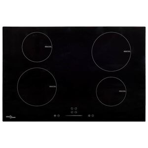 vidaXL Piano Cottura Induzione 4 Zone Controlli Touch Vetro 77cm 7000W