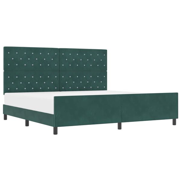 vidaXL Letto a molle con testiera Verde Scuro 200 x 200 cm Velluto