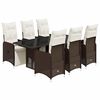 vidaXL Set Bistr&ograve; da Giardino 7 pz con Cuscini in Polyrattan Marrone