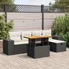 vidaXL Set Divano da Giardino 6 pz con Cuscini Nero Polyrattan Acacia