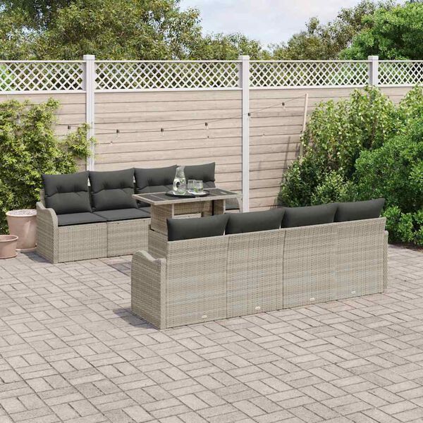 vidaXL Set Divano da Giardino 7 pcs Grigio chiaro polyrattan
