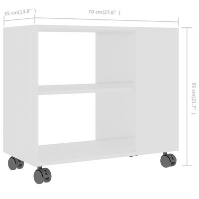 vidaXL Tavolino da Salotto Bianco 70x35x55 cm in Legno Multistrato