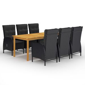 vidaXL Set da Pranzo da Giardino 7 pz Nero