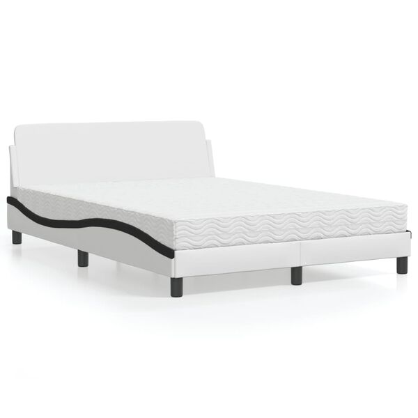 vidaXL Letto con Materasso Dover Bianco e Nero 140x190 cm in Similpelle