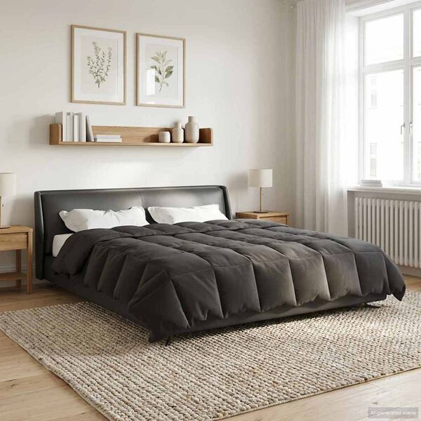 vidaXL Duvet Estivo Trapuntato Antracite 200 x 200 cm Microfibra