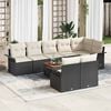 vidaXL Set Divano da Giardino con cuscino 9 pcs Nero polyrattan
