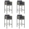 vidaXL Sgabelli da Bar con Cuscini 4 pz in Polyrattan Grigio